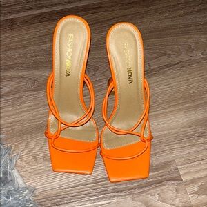 Fashion Nova Orange Strappy Heels